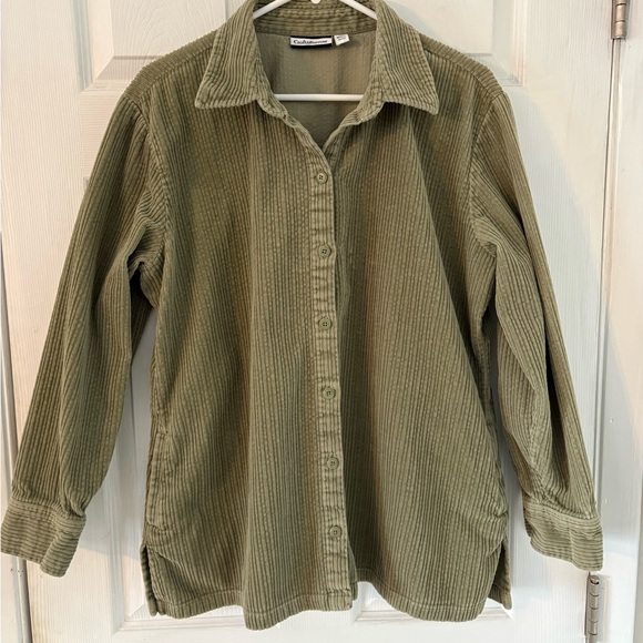 Croft & Barrow Olive Green Corduroy Button Up Shirt XL 100% Cotton - Picture 2 of 6